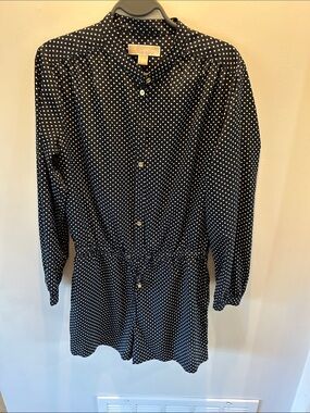 Michael Kors Navy and White Polka Dot Romper